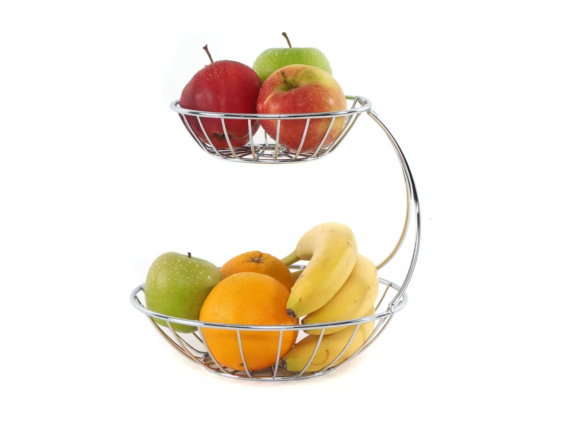 ÉTAGÈRE À FRUITS Stage Métal, à deux étages argenté