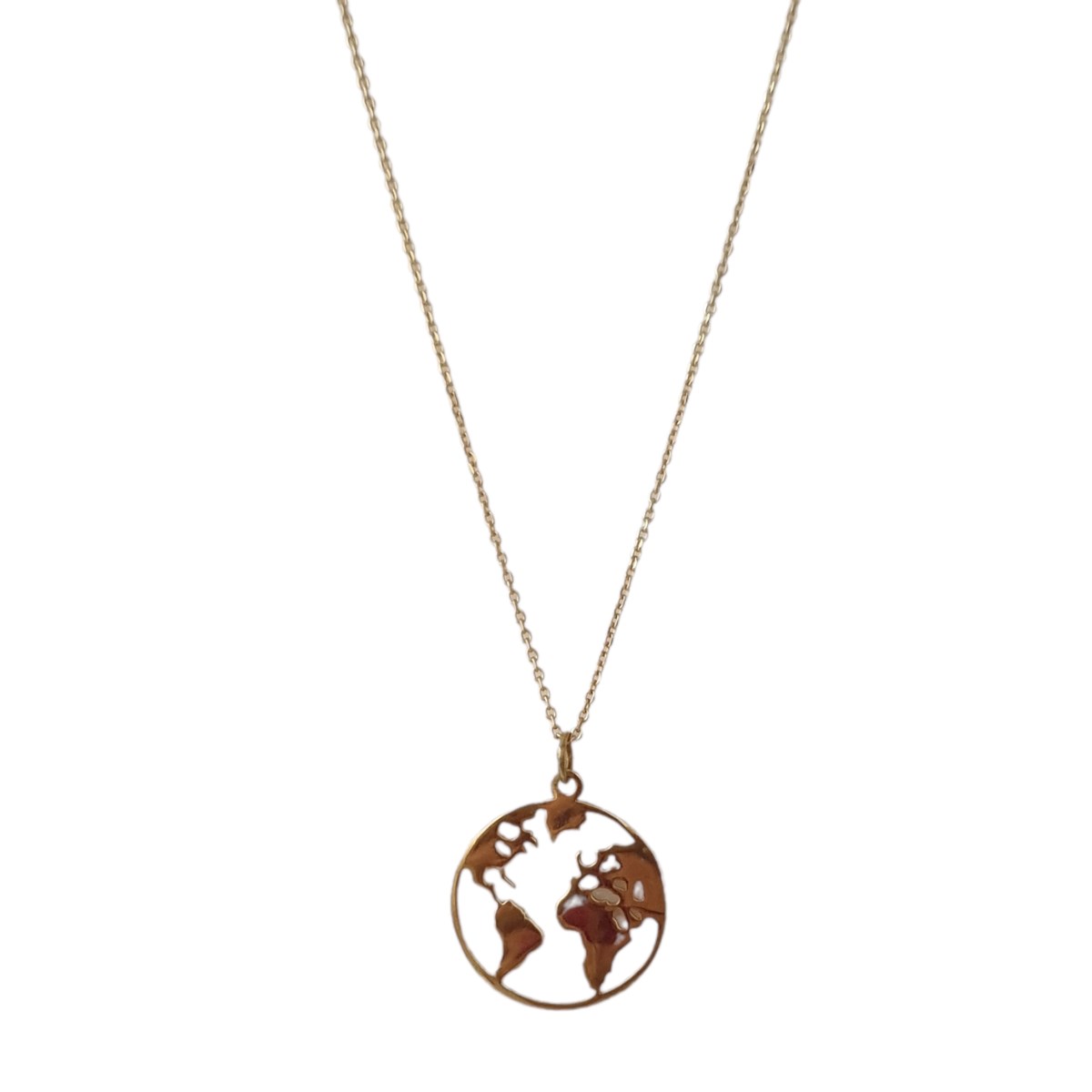 Collier map monde argent 45 cm