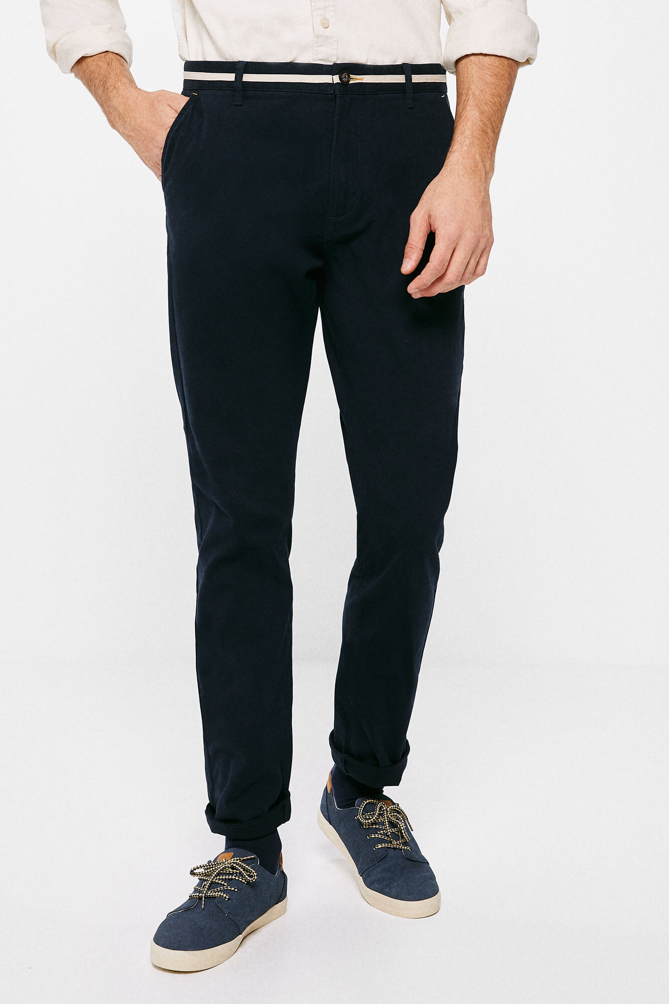 Calça chino regular - azul marinho