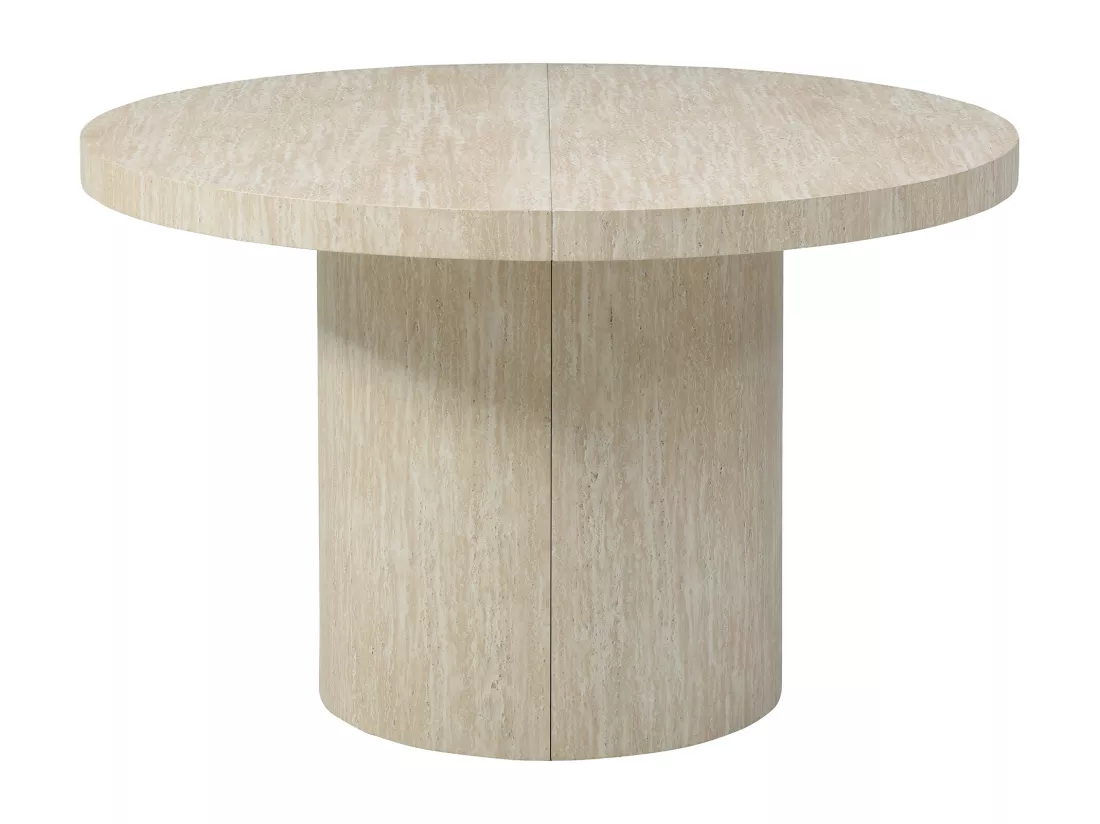 Table à manger extensible 4 à 12 personnes en MDF - Effet travertin beige - SIDRINA