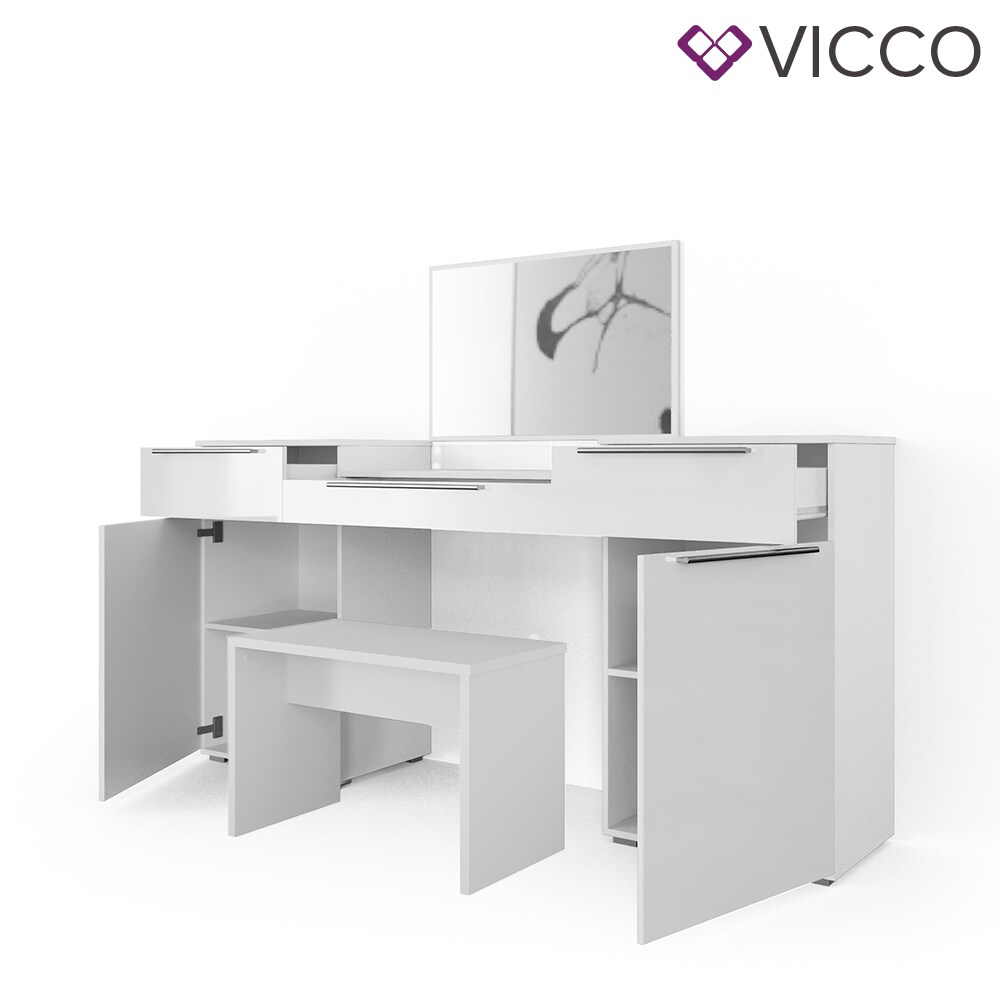 Vicco Schminktisch Lilli Frisiertisch Kommode Frisierkommode Spiegel Weiß inklusive Bank