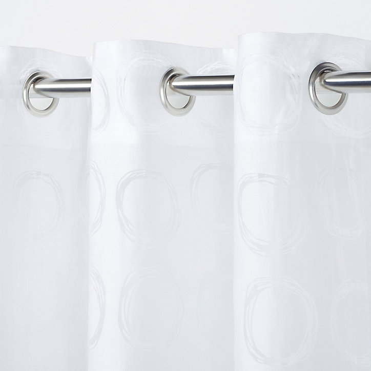 Voilage GoodHome Succusa blanc à points l.140 x H.260 cm