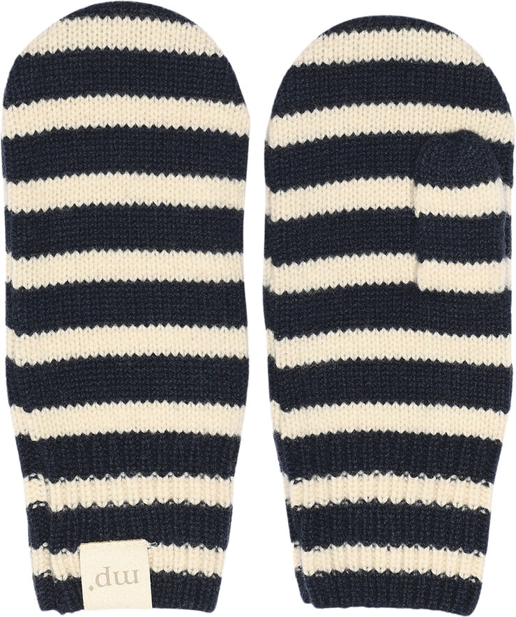 mpKids Bergen striped mittens Dark denim melange