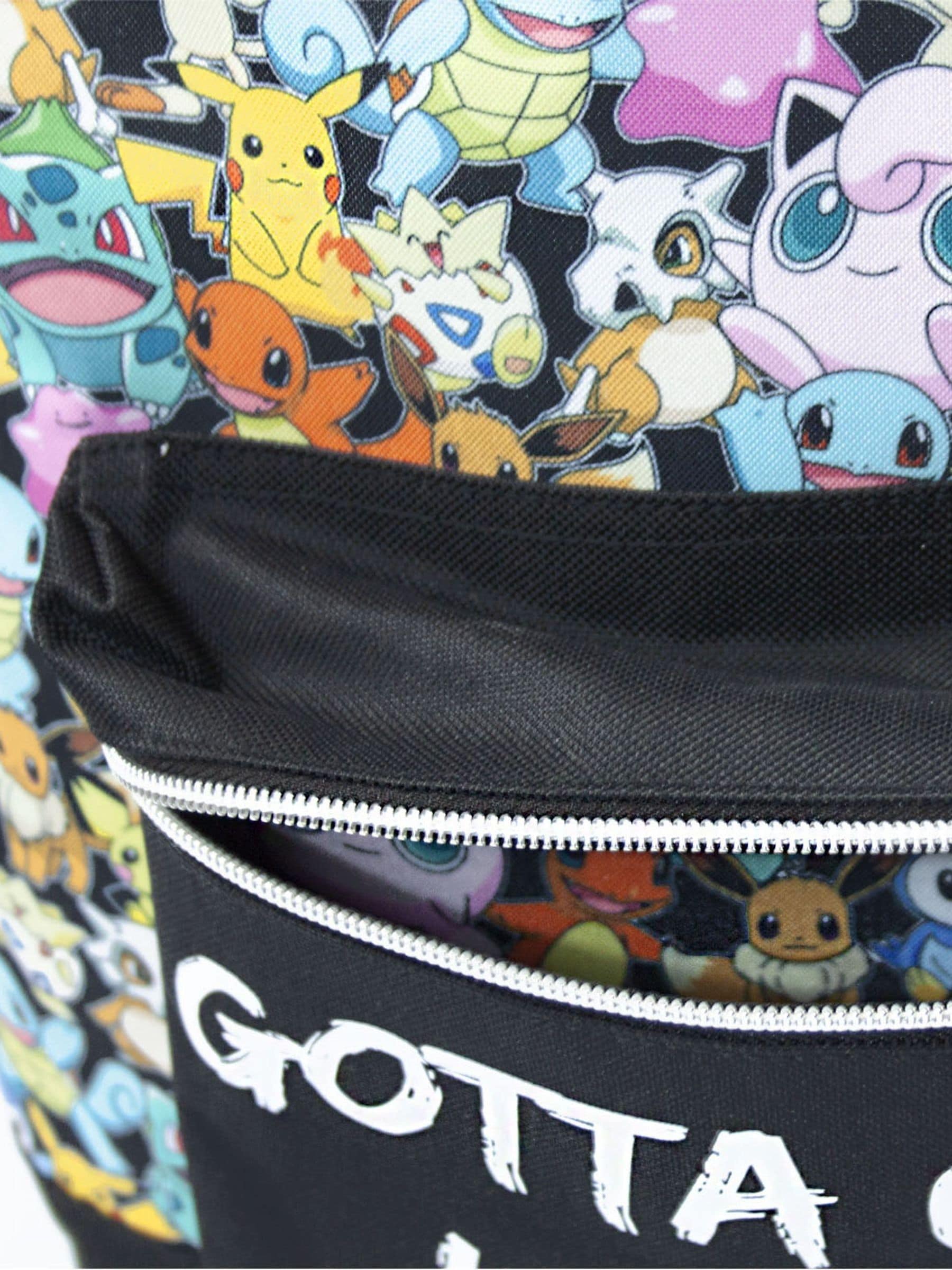 Vanilla Underground unisekskinderrugzak met meerkleurige Pokemon-figuurtjes- en Gotta Catch Em All-print