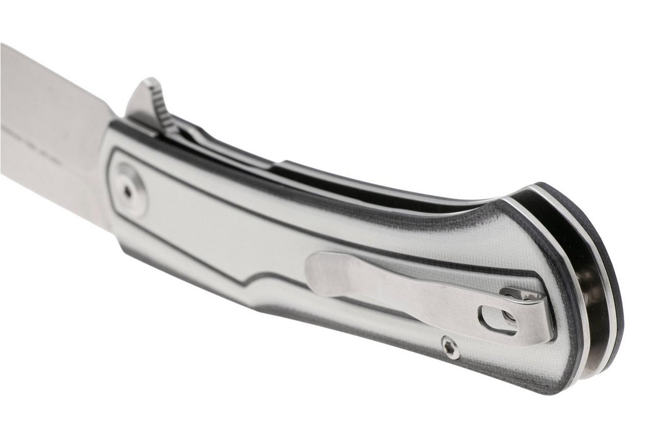 Tenable Knives Kratos T1024A5 Stonewashed Nitro-V, White Black G10, zakmes, Ostap Hel design
