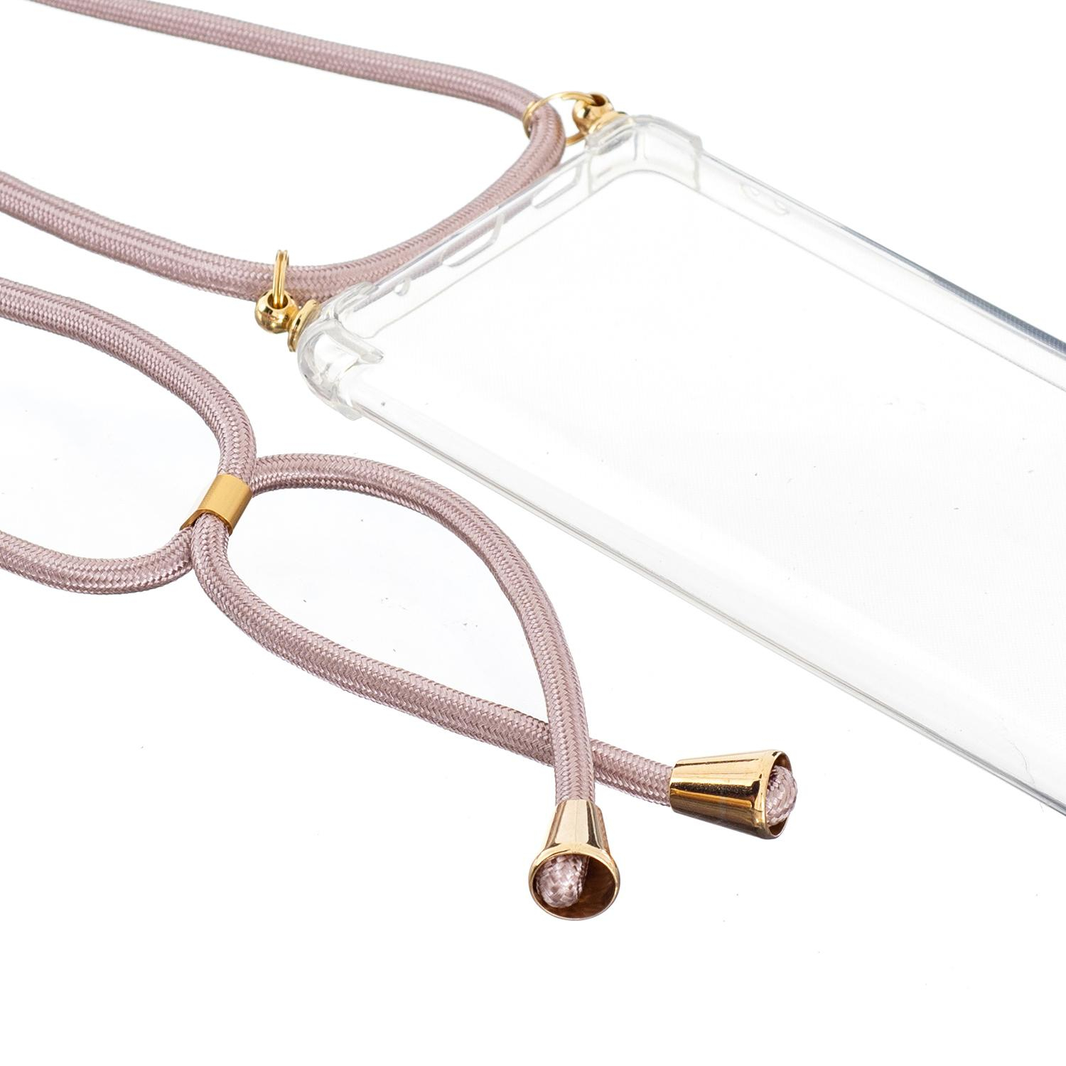Samsung Galaxy S20 FE / S20 FE 5G Necklace Gummi Hülle Air Cushion Fallschutz   Handykette (150cm) - Roségold / Gold
