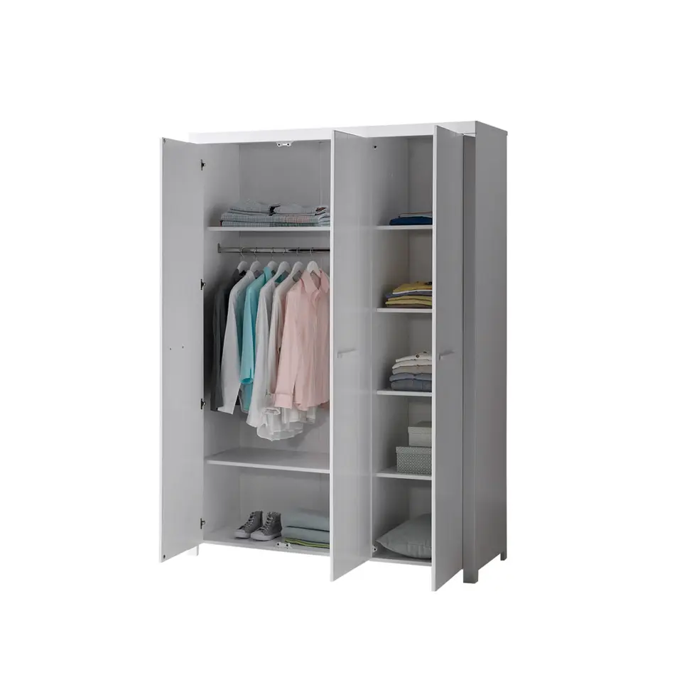 Vipack kledingkast Erik 3-deurs - wit - 205x144x55 cm