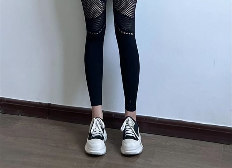 Arigne - Legging met hoge taille en mesh panelen