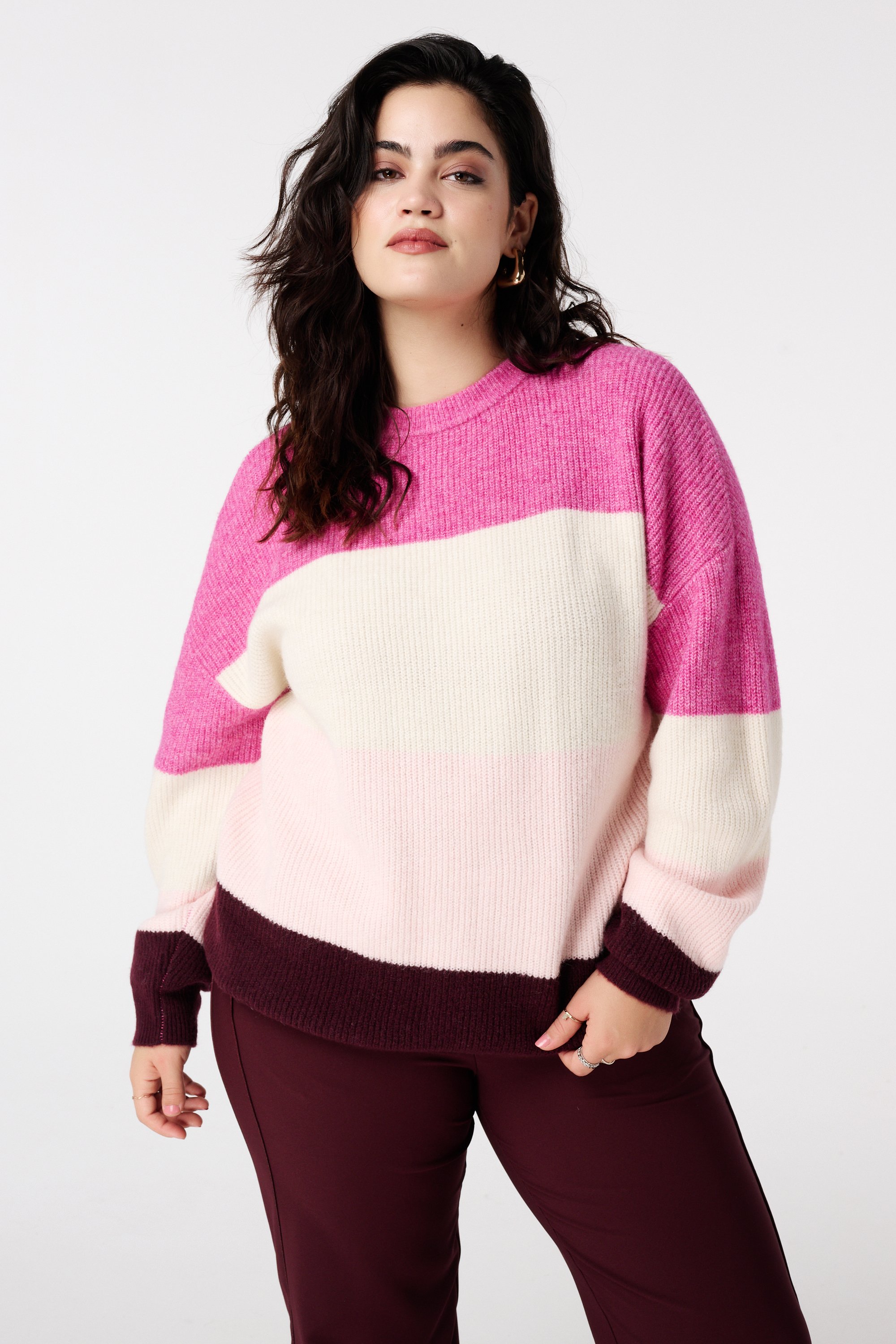 Gebreide trui met uitlopende mouwen Multi Pink