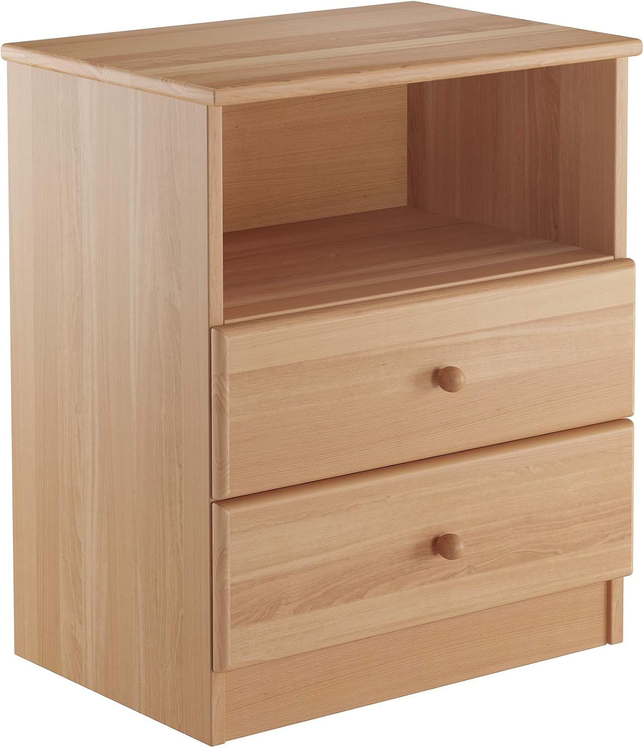 Erst-Holz 90.20-K35 hohe Nachtkonsole Buche Nachttisch mit Zwei Schubladen und offenem Fach