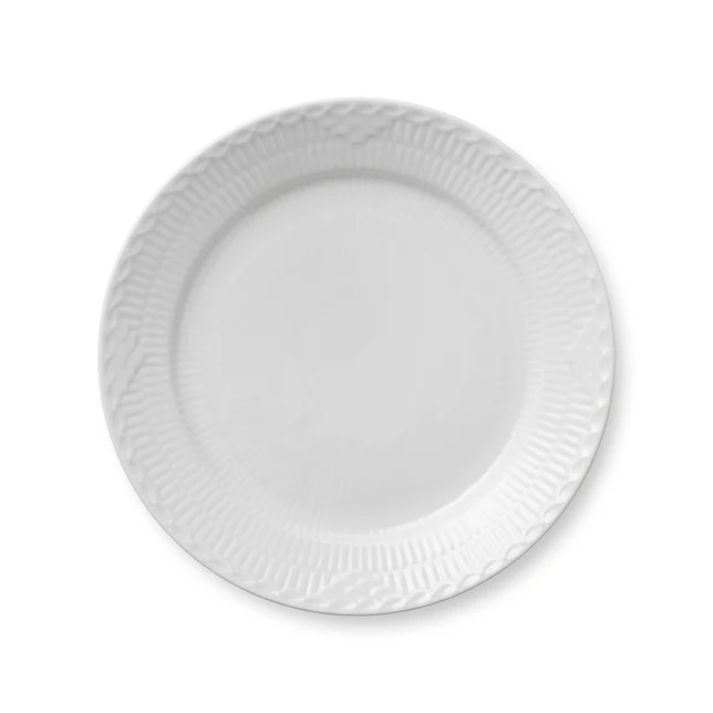 Royal Copenhagen  Hvid riflet halvblonde tallerken - Ø25 cm.