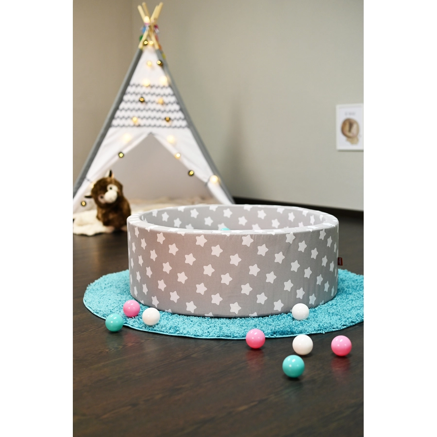 knorr toys® Bällebad soft - Grey white stars - 300 balls rosecremelightblue grau