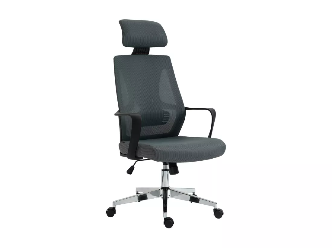 Chaise de bureau - Tissu & Métal chromé - Gris - Kanab