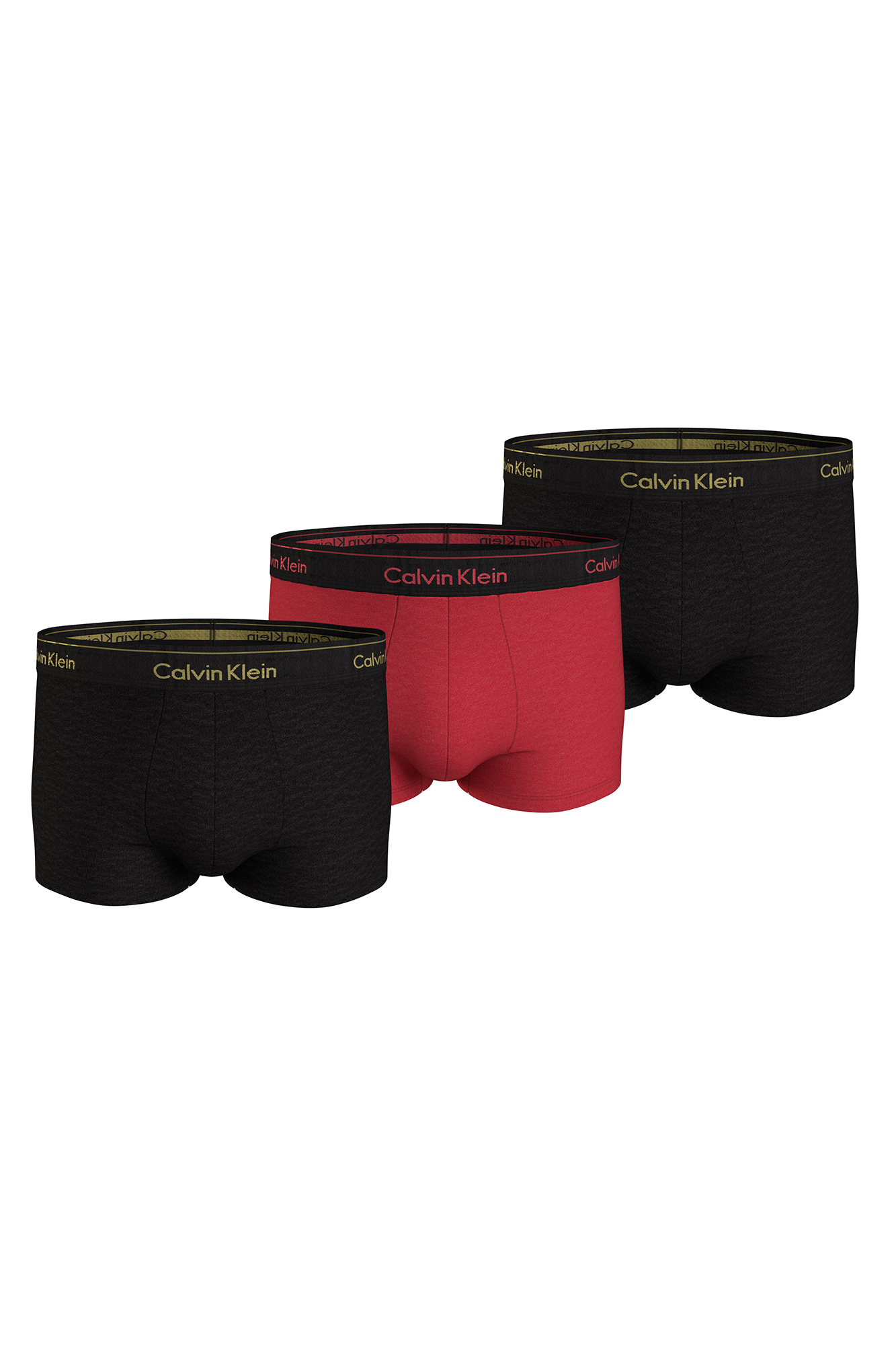 Pacote com 3 cuecas boxer modernas de algodão para as festas de fim de ano.
