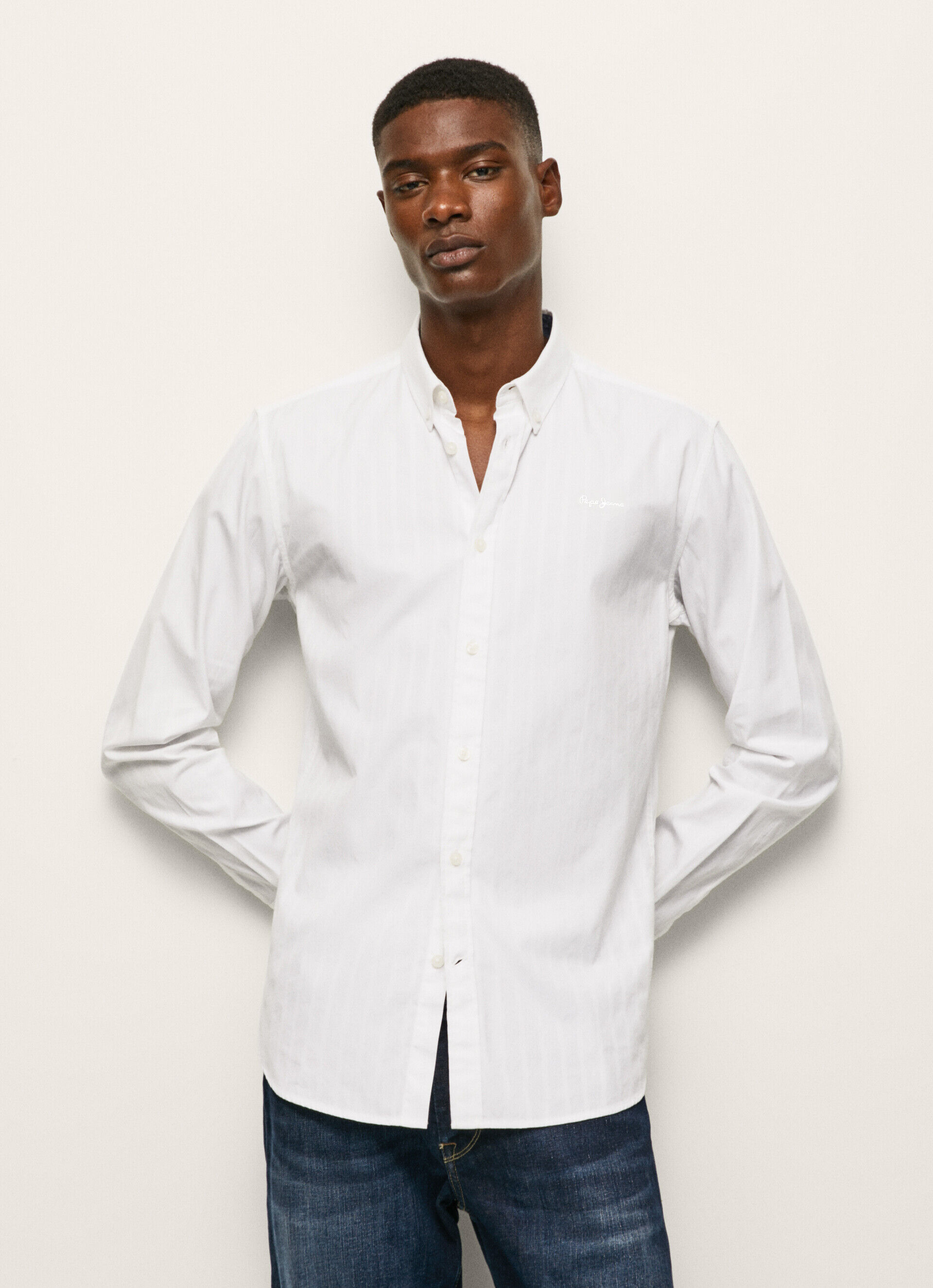 CAMISA LISTRADA DOBBY LISSELTON - branca