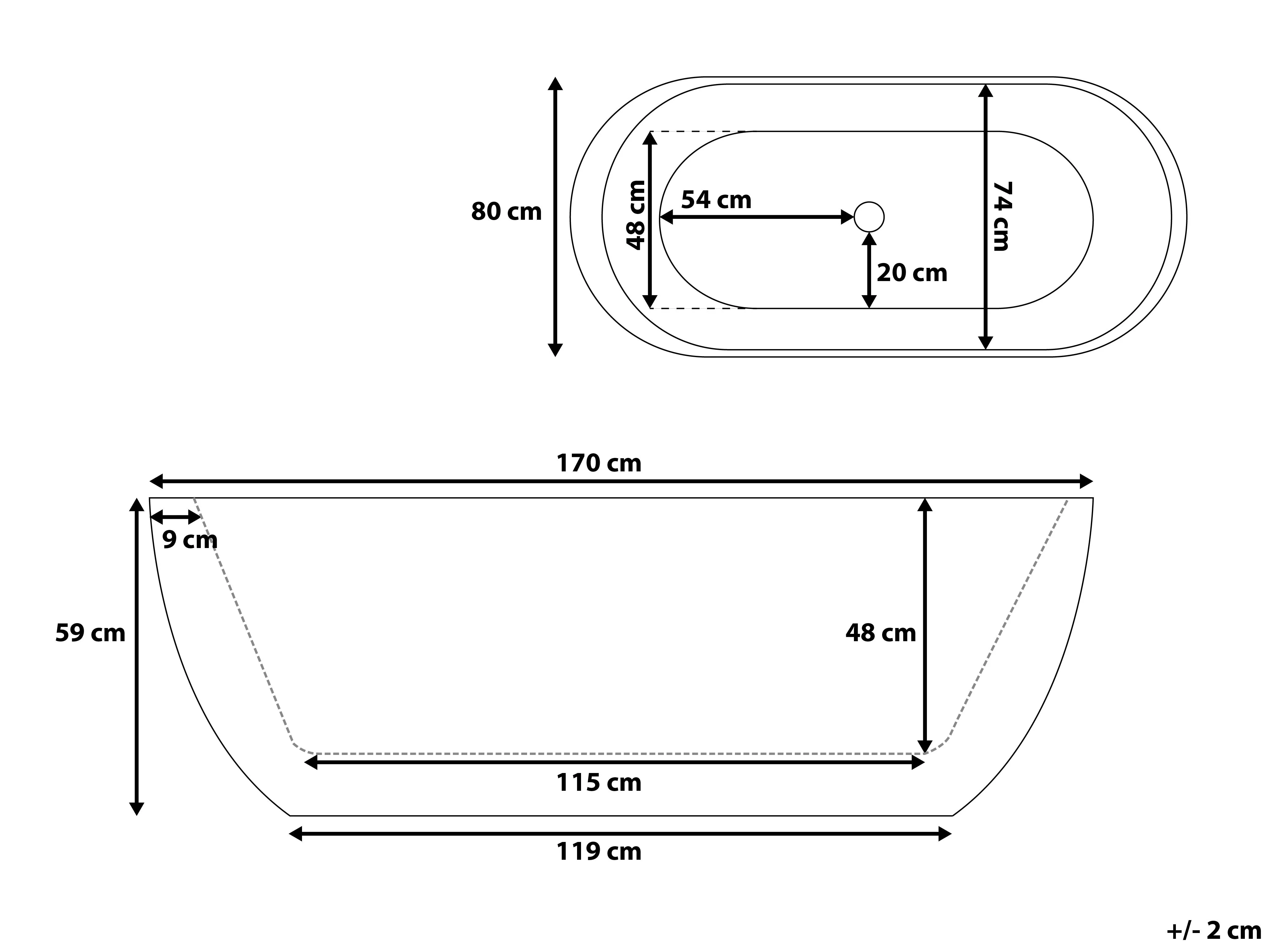 Vrijstaand bad NEVIS 170 x 80 cm Wit