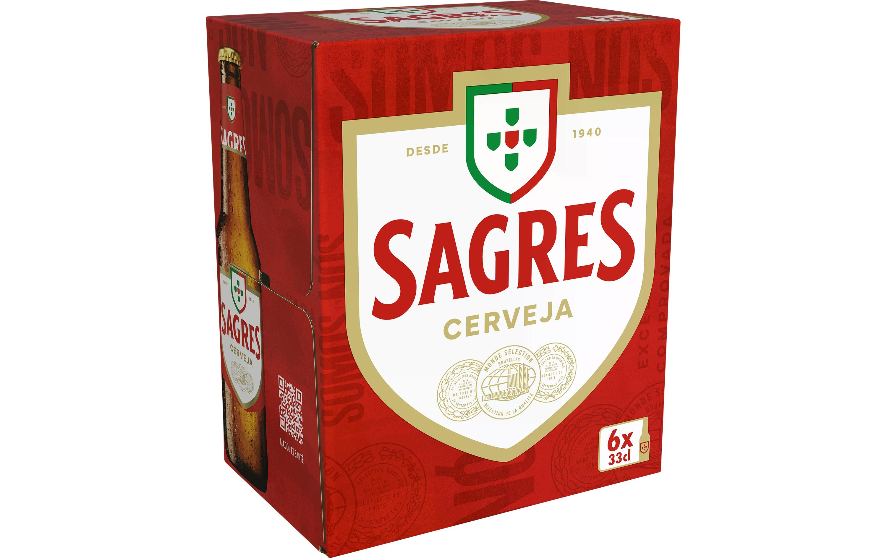 Bier Branca 6 x 0.33 lPortugiesisches Lagerbier mit leichter Bitterkeit und goldener Farbe