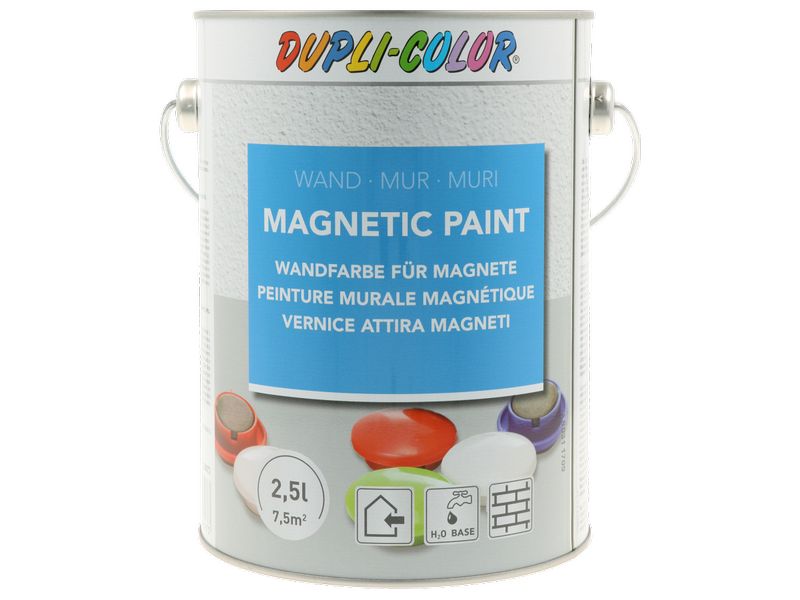 DUPLI-COLOR Grau, 2,5 l Innenfarbe auf Wasserbasis, die zum Anbringen von Magneten geeignet ist