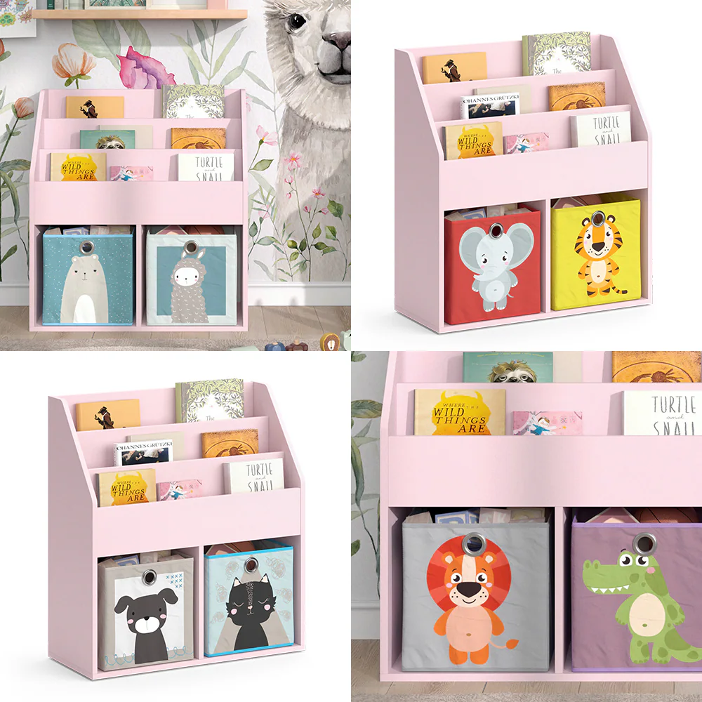 Vicco Kinderbücherregal Luigi 72 x 79 cm, Rosa, Kinderzimmerregal, offene Fächer