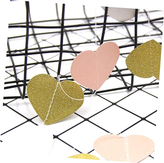 (3m) Herz Girlande Party Dekoration Accessoire Banner - Rosa / Weiss / Gold