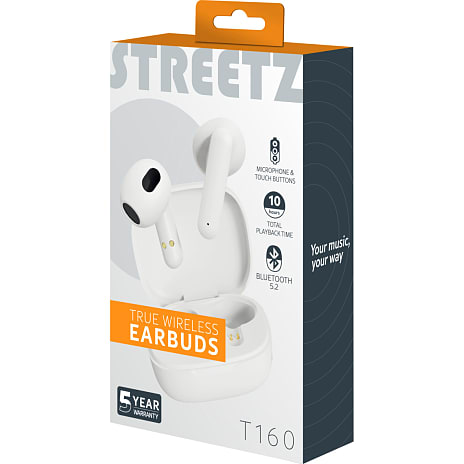 Streetz T160 TWS høretelefoner - hvid