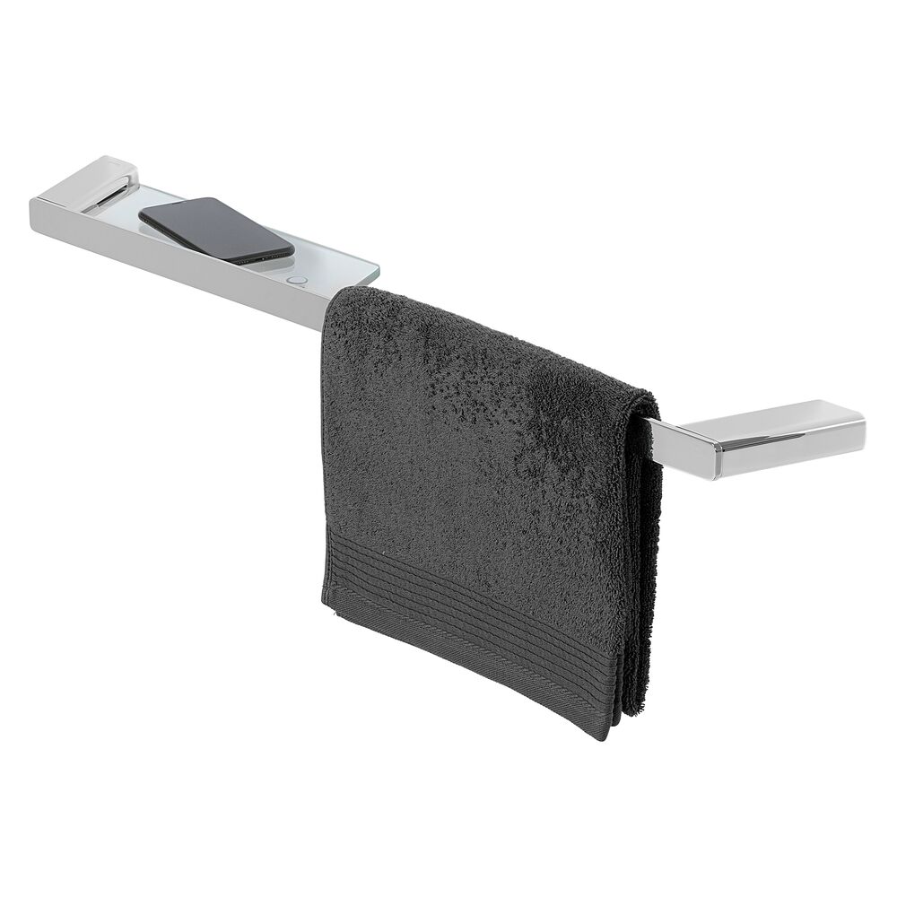 Geesa Shift handdoekrek chroom met planchet van transparant glas