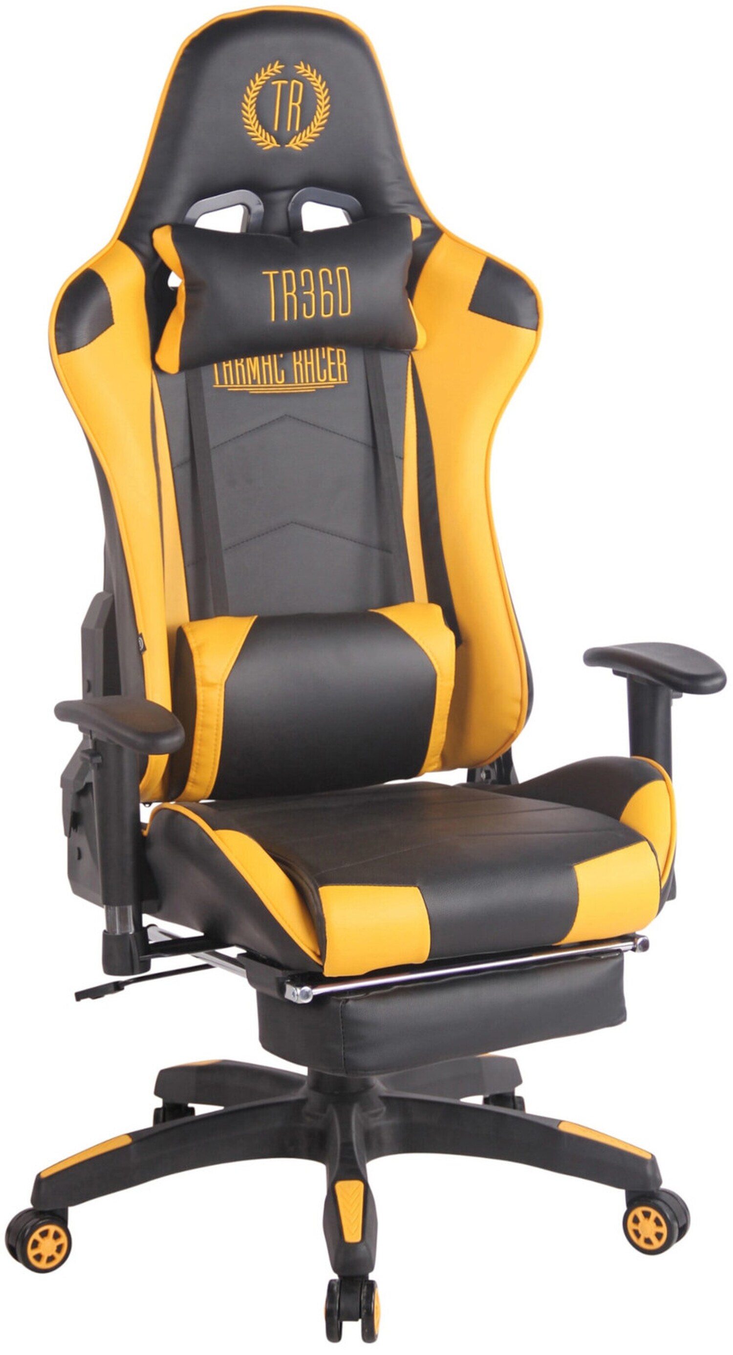 TPFLiving Racing Bürostuhl Turbine mit Fußablage Schwarz/Blau