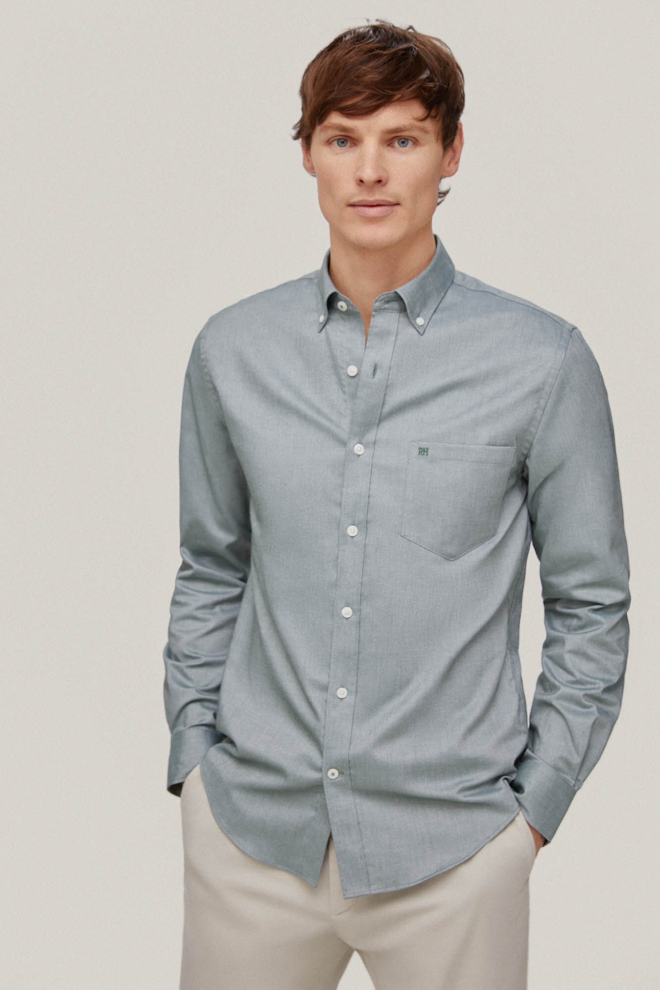 Camisa Oxford lisa, sem necessidade de passar a ferro - Verde