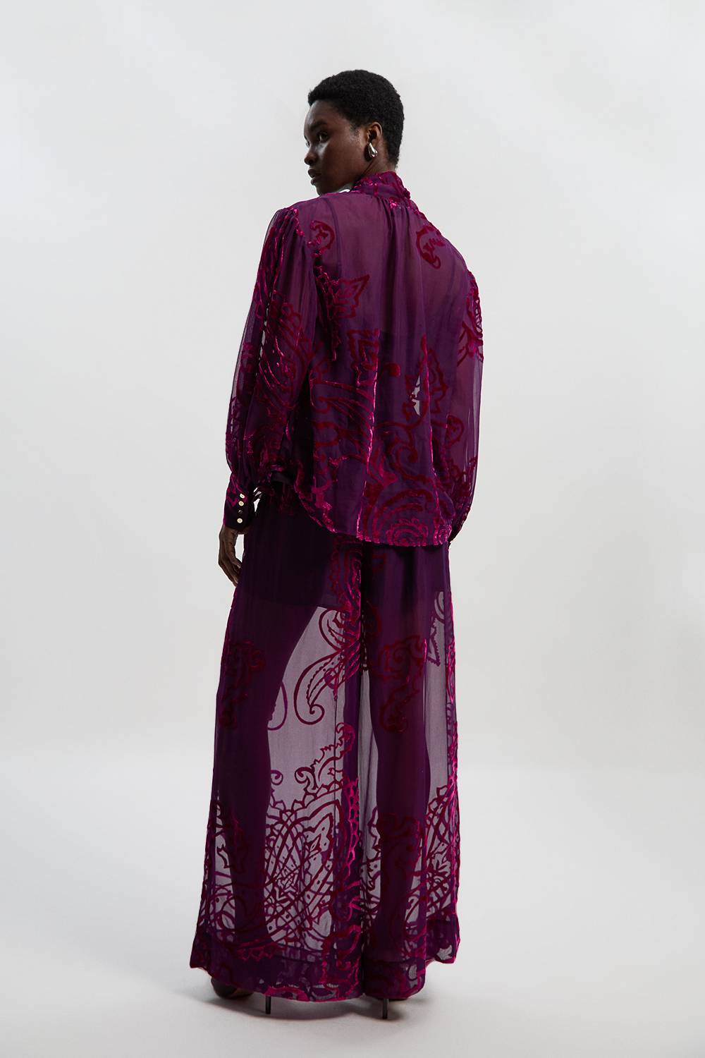 KarenMillen Pantalon Large Tissé Paisley Dévoré