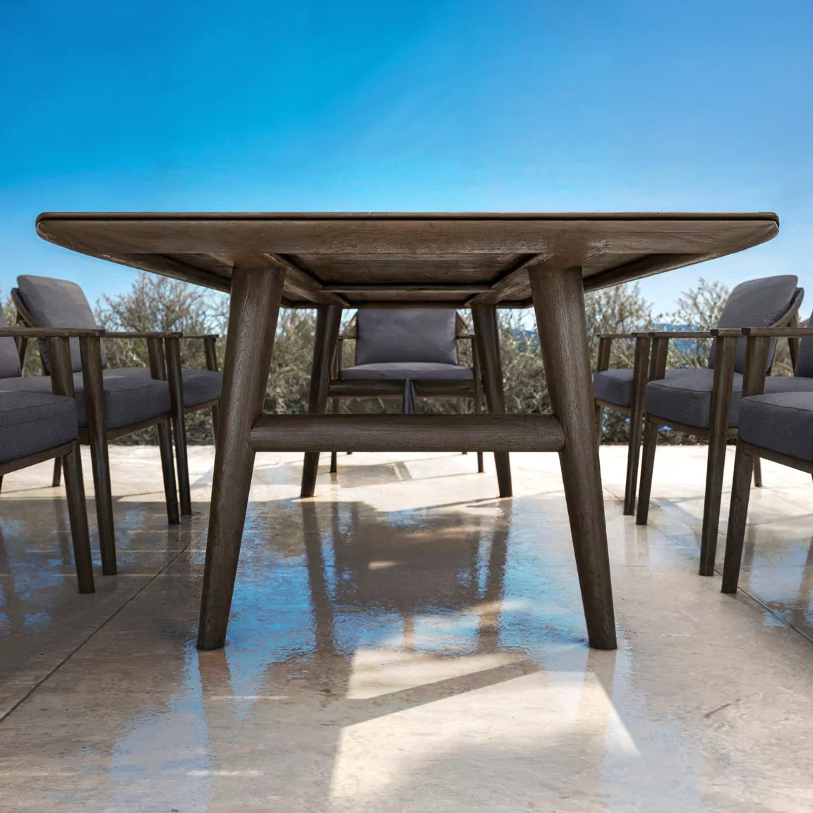 Table de jardin en bois teck 8 places (260 x 100 cm) Cap Ferrat Marron foncé