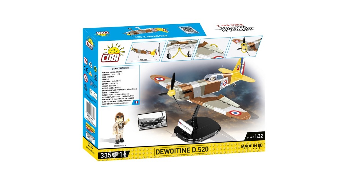 COBIHistorical Collection - Dewoitine D.520 Constructiespeelgoed  (Schaal 1:32)