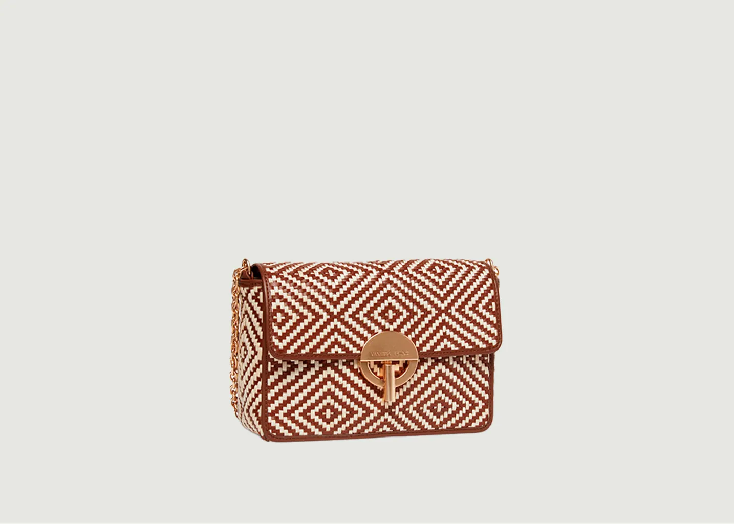 Petit sac en cuir et coton tissé motif géométrique Moon Vanessa Bruno