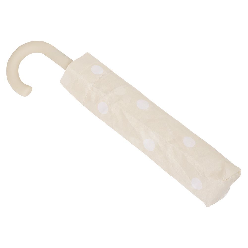 Parapluie canne beige à pois blancs