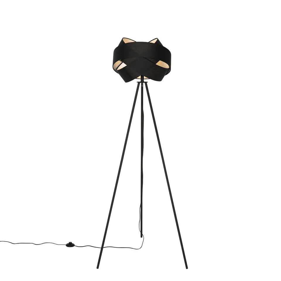 Qazqa vloerlampen cloth zwart e27