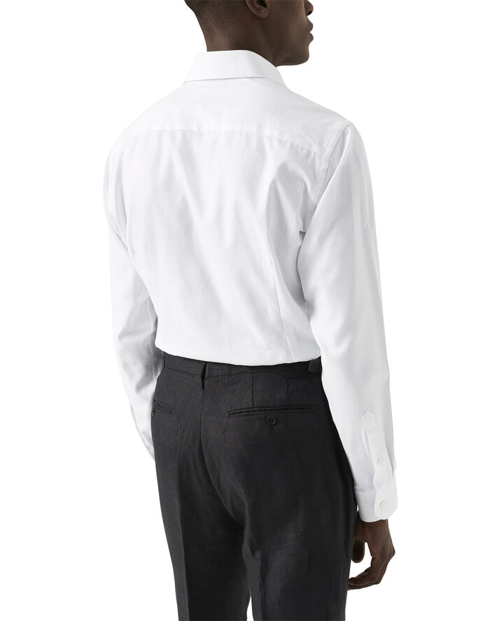 ETON Slim Fit White Melange Semi Solid Fine Twill Shirt Hvid