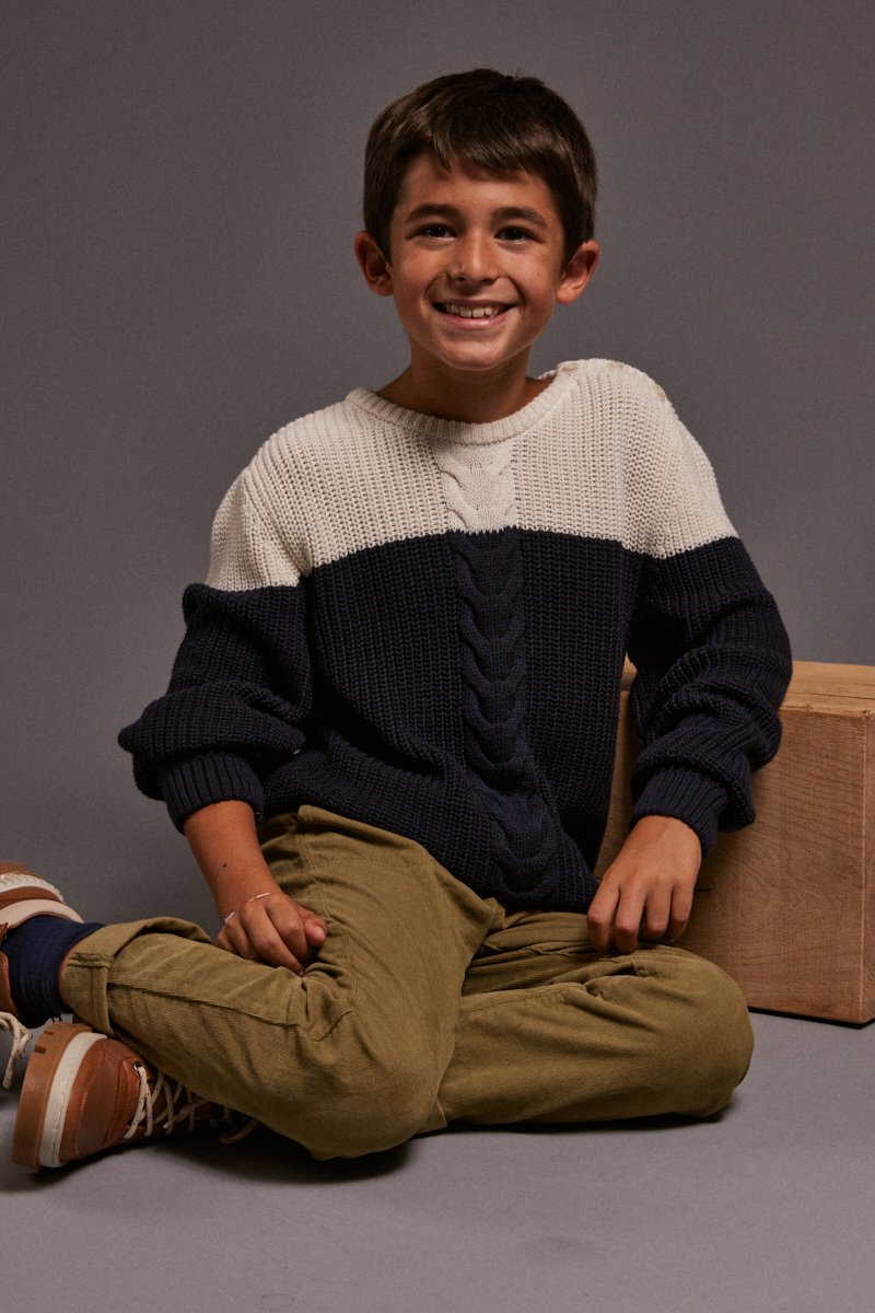 Pull à torsades Kids - coton et laine