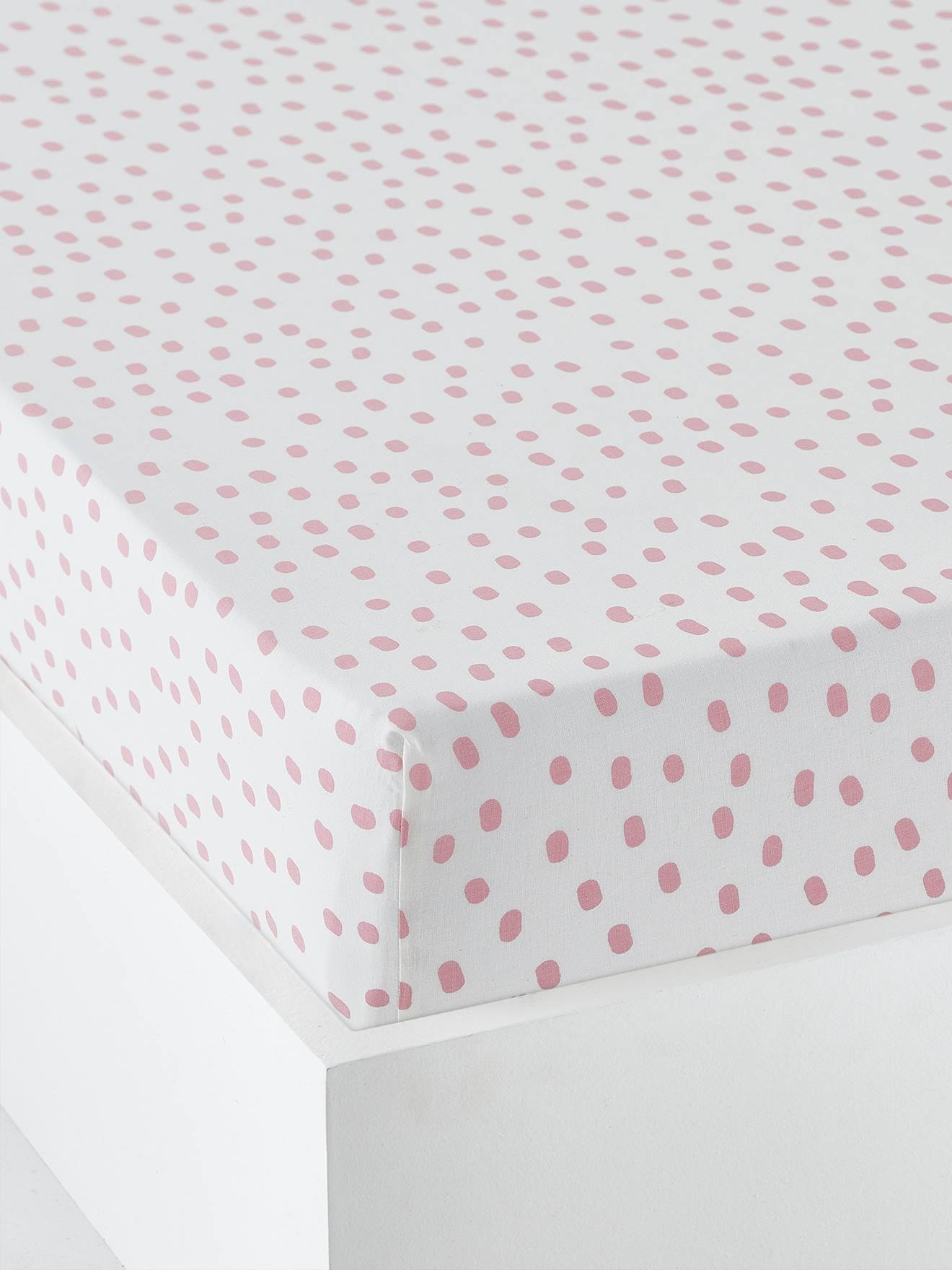 Lençol de elástico infantil Pink Jungle, estampa branca clara