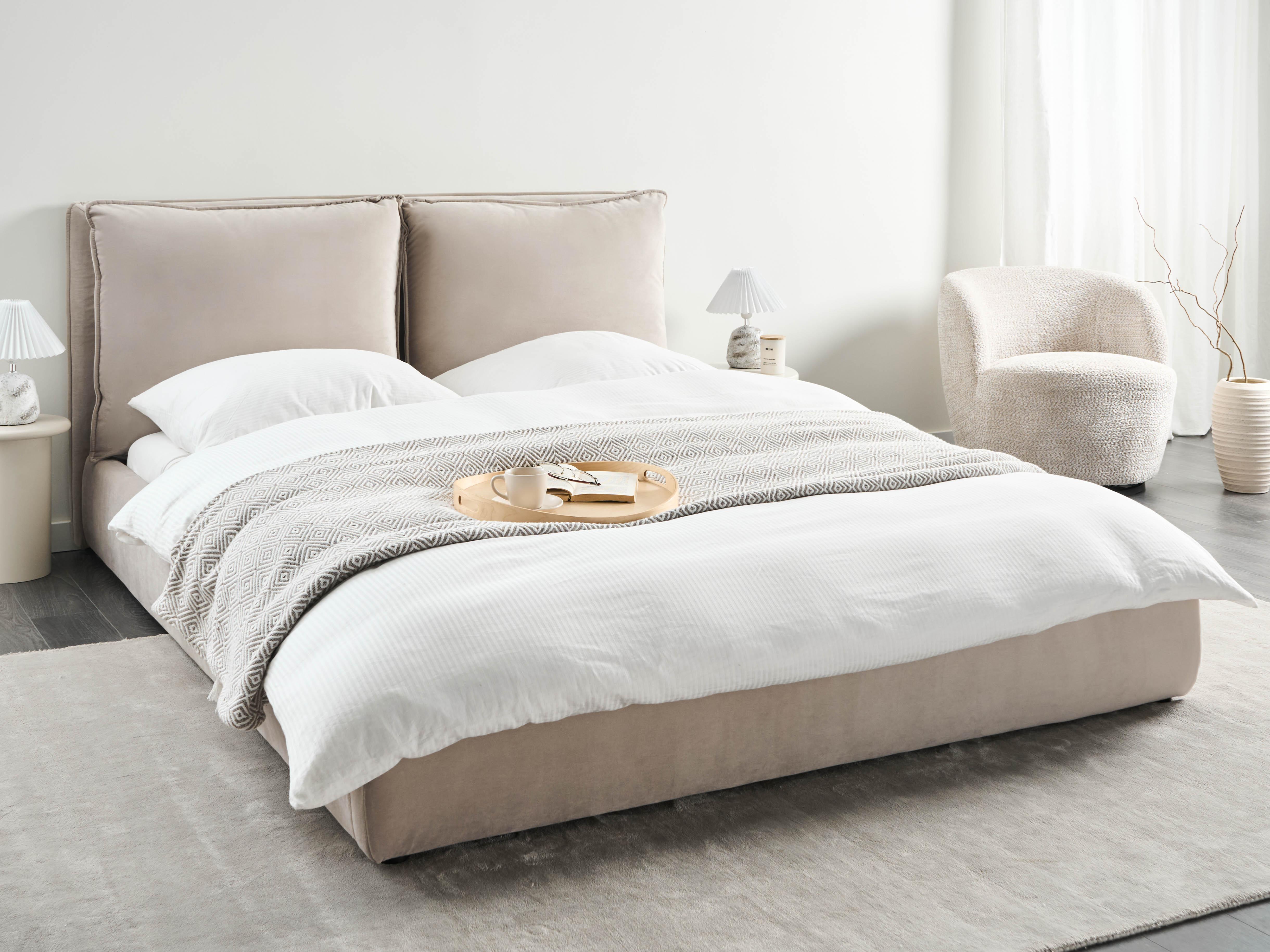 Waterbed Fluweel BAJONNA 160 x 200 cm Taupe
