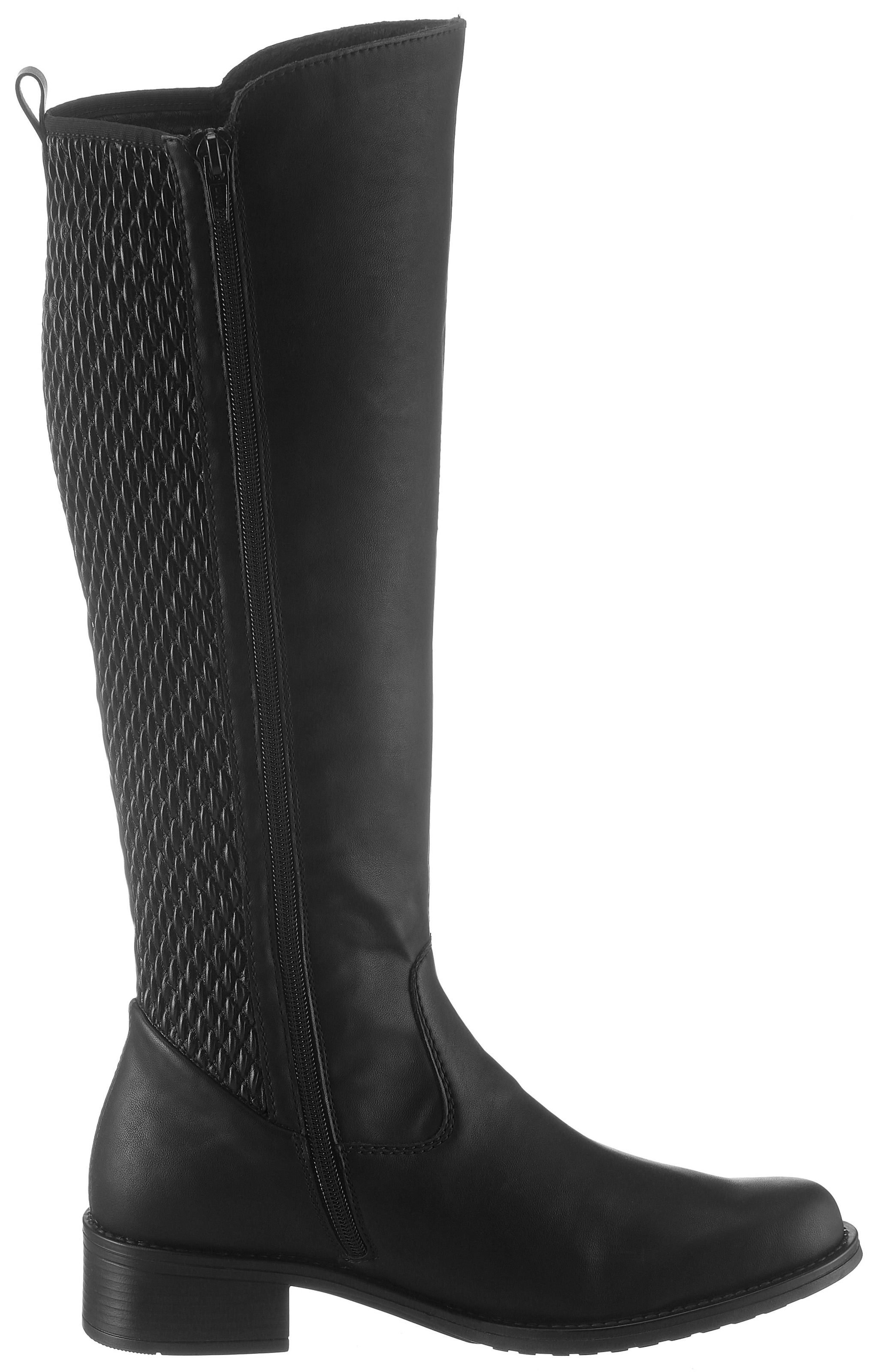 Rieker Stiefel  , Langschaftstiefel, Blockabsatz, Stretch, mit Schnallenverzierung