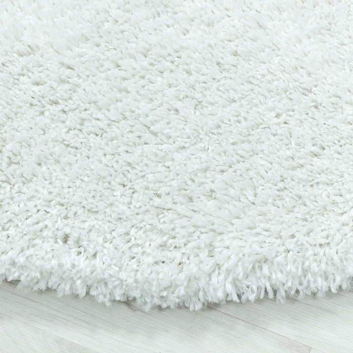 Rond hoogpolig vloerkleed - Fuzzy Wit | Stijlvol