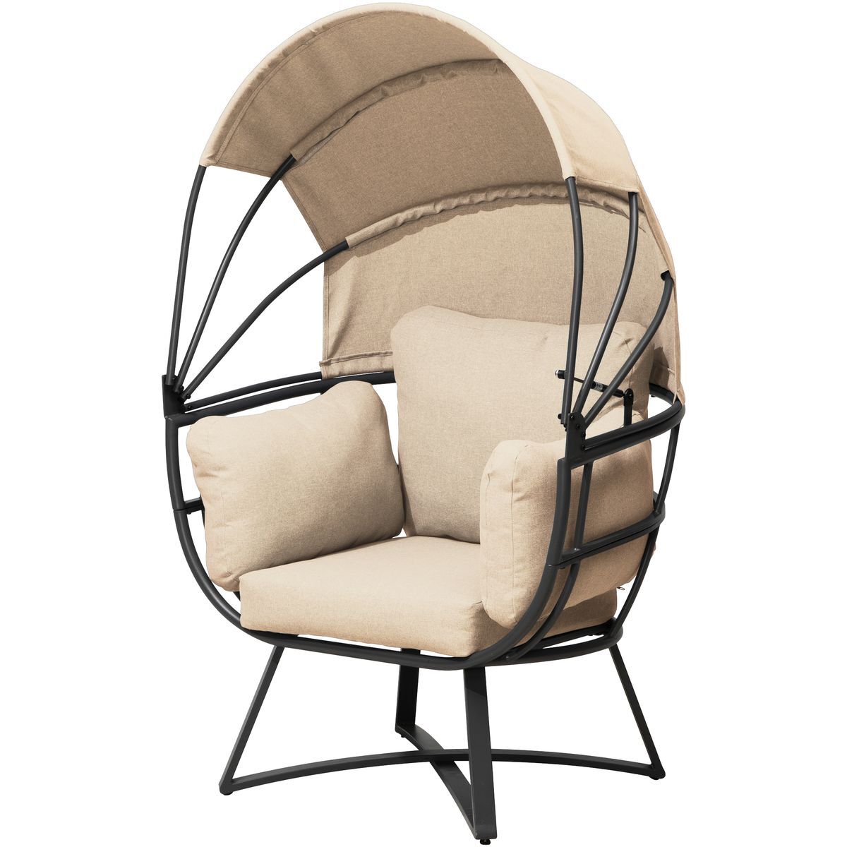 Relaxsessel DELOS - schwarz-beige - mit Sonnendach