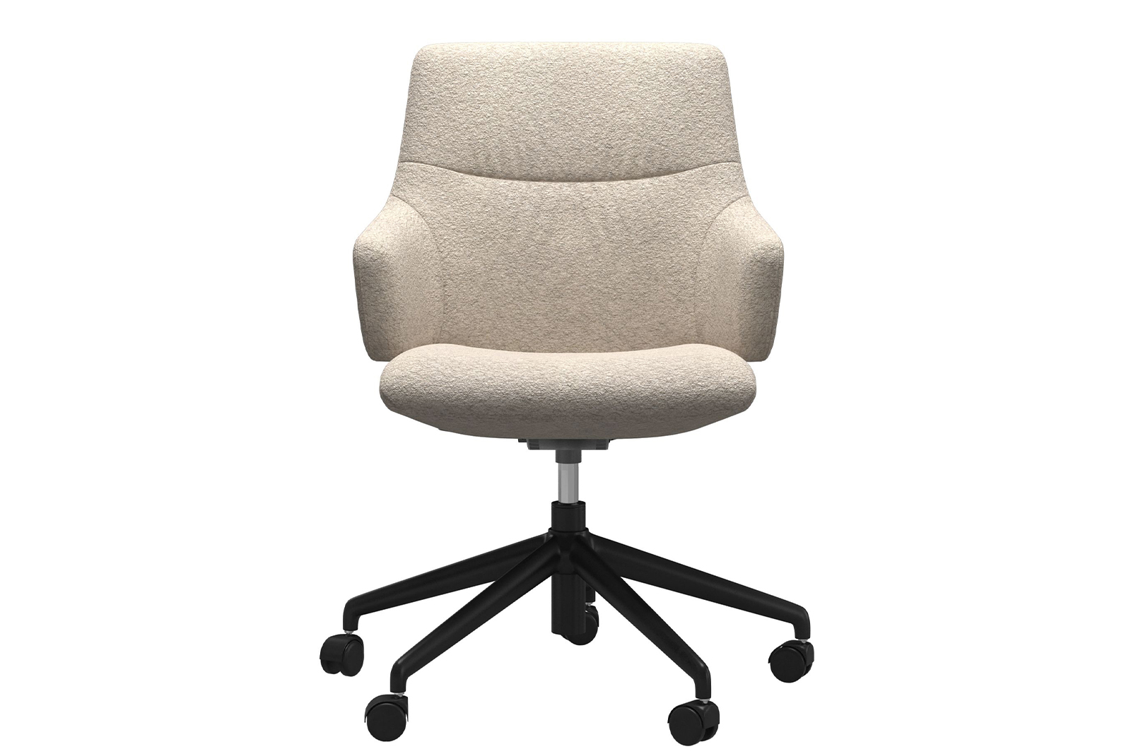Mint kontorstol Lav stol i tekstil Orchid Offwhite med arm og matt sort understell\n