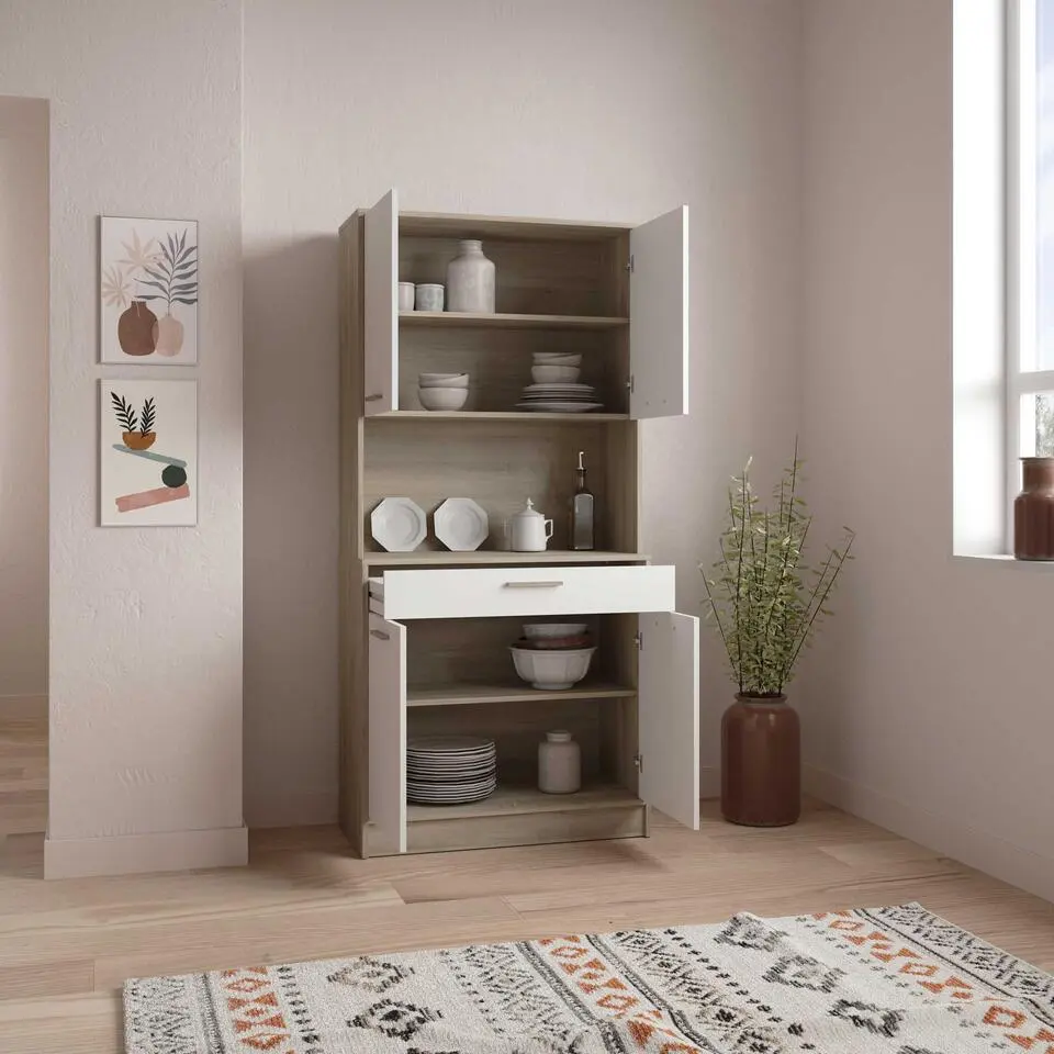 Buffetkast Romanie-Kronberg eik/mat wit