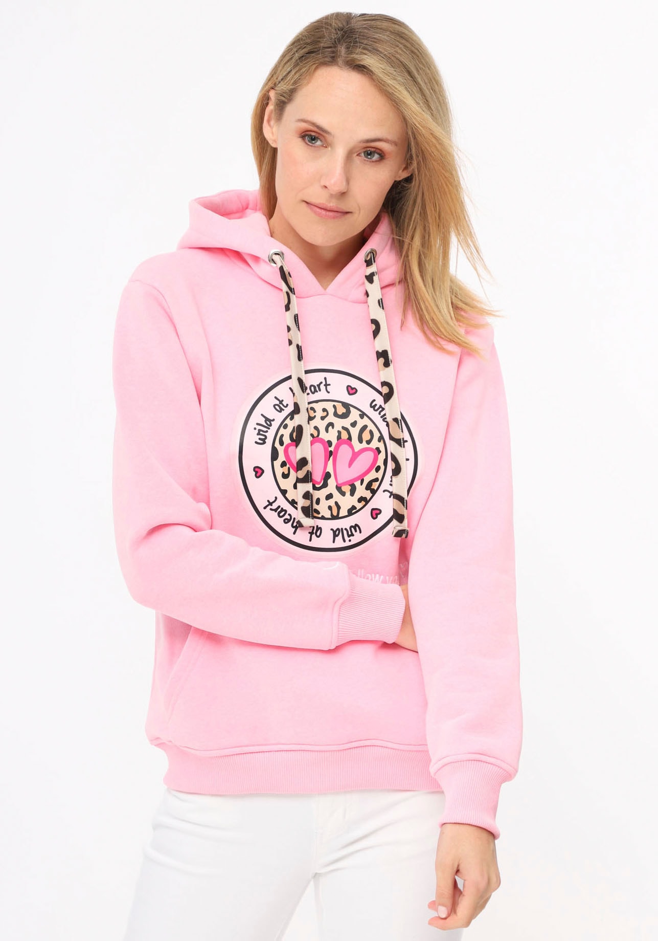 Zwillingsherz Hoodie , Kapuze, Langarm, Kängurutasche, Leo-Details, modisch