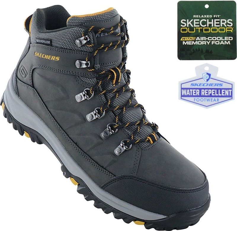 Skechers - Relment Dagget - Heren Veterboot - Grijs - Imitatieleer en Nylon