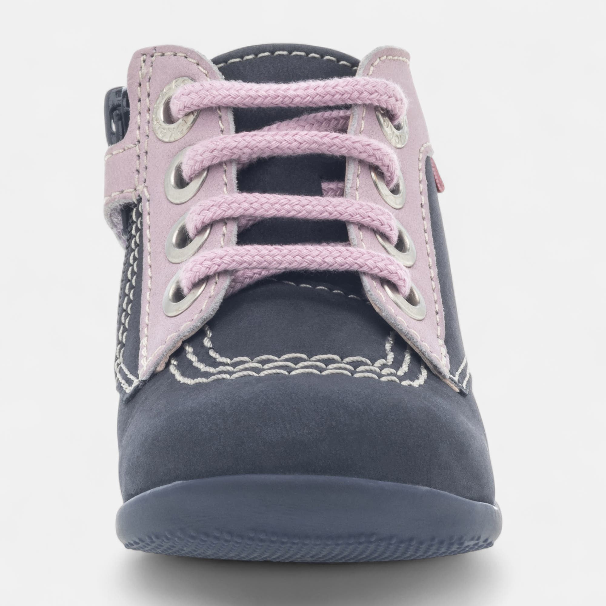 Baskets hautes Bébé fille en cuir bleu marine