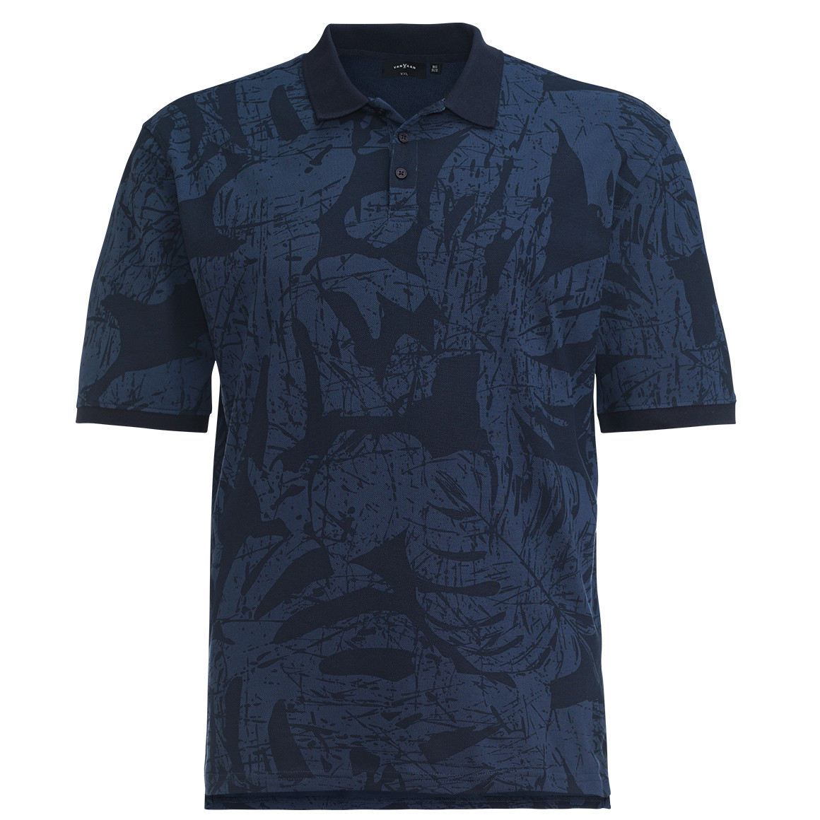 VanVaan Herren Poloshirt mit Allover-Muster dunkelblau