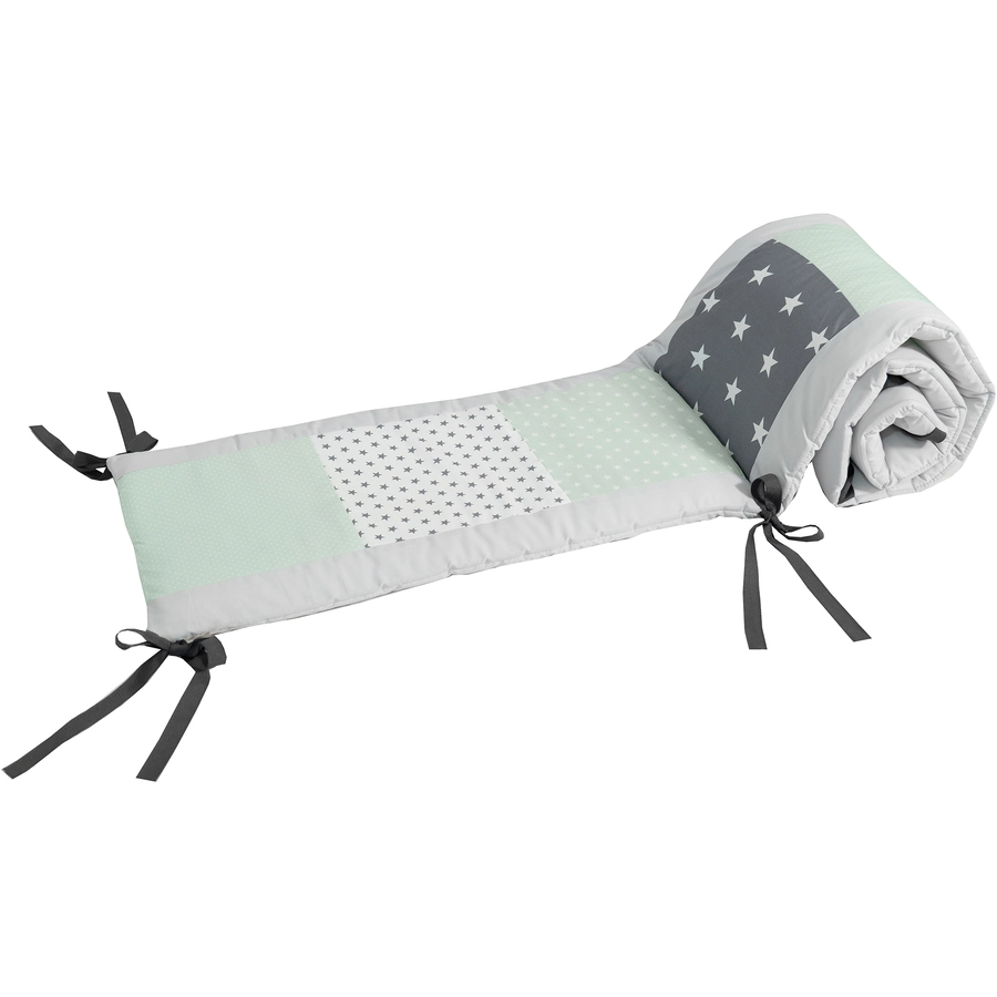 Ullenboom Patchwork-Nestchen für Babybett 140x70 cm Mint Grau (210 cm Kopfbereich)
