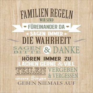 PRO ART Dekopanel Bild FAMILIENREGELN 30 x 30 cm mehrfarbig