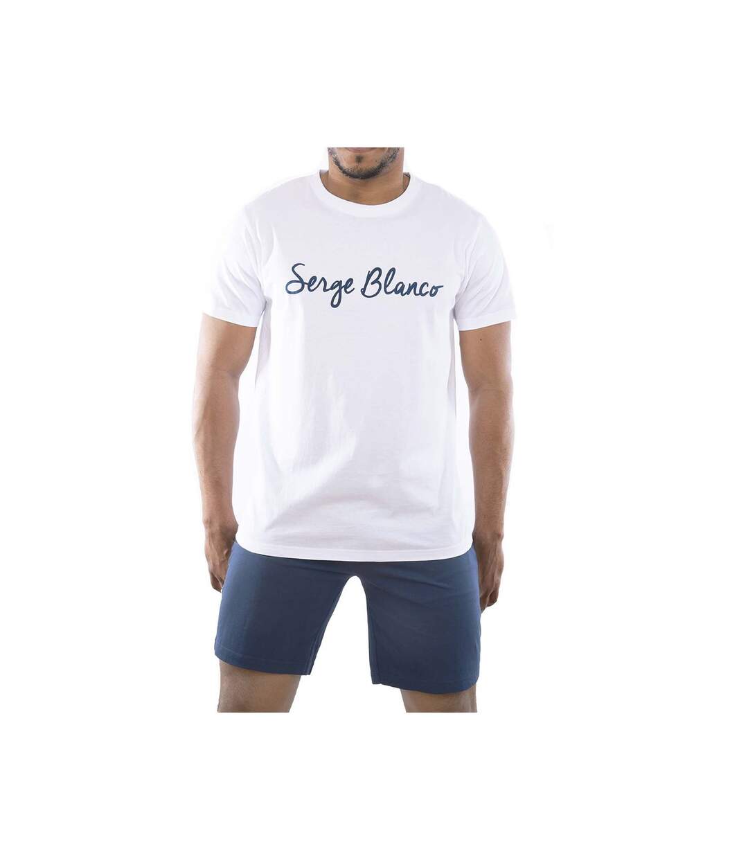 Ensemble homme Pyjama court T-shirt col rond bicolore